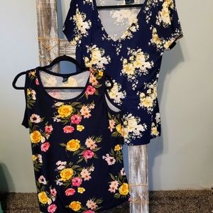 2/$10 Set of 2 Rue 21 2x Floral shirts